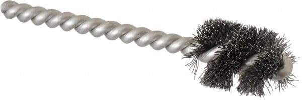 Weiler - 3/4" Diam Helical Steel Tube Brush - 0.008" Filament Diam, 1" Brush Length, 3-1/2" OAL, 7/32" Diam Stainless Steel Shank - Exact Tool & Supply