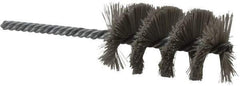 Weiler - 1-1/2" Diam Helical Nylon Tube Brush - Single Spiral, 0.012" Filament Diam, 2-1/2" Brush Length, 5-1/2" OAL, 1/4" Diam Shank - Exact Tool & Supply