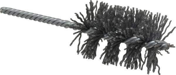 Weiler - 1-3/4" Diam Helical Nylon Tube Brush - Single Spiral, 0.04" Filament Diam, 2-1/2" Brush Length, 5-1/2" OAL, 1/4" Diam Shank - Exact Tool & Supply