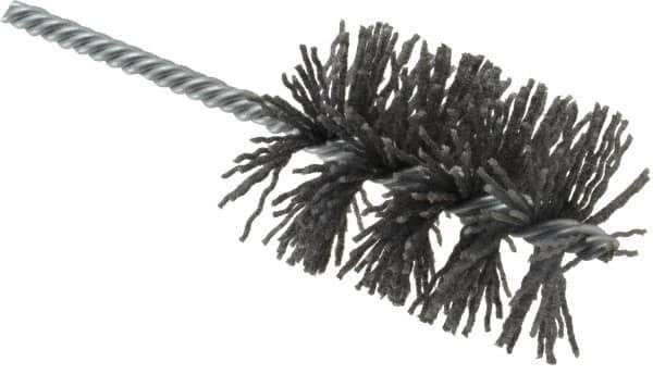 Weiler - 2" Diam Helical Nylon Tube Brush - Single Spiral, 0.04" Filament Diam, 2-1/2" Brush Length, 5-1/2" OAL, 1/4" Diam Shank - Exact Tool & Supply