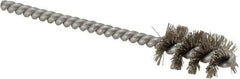 Weiler - 9/16" Diam Helical Stainless Steel Tube Brush - 0.0104" Filament Diam, 1" Brush Length, 3-1/2" OAL, 3/16" Diam Stainless Steel Shank - Exact Tool & Supply