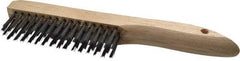 Weiler - 4 Rows x 16 Columns Shoe Handle Steel Scratch Brush - 5" Brush Length, 10" OAL, 1" Trim Length, Wood Shoe Handle - Exact Tool & Supply