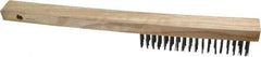 Weiler - 4 Rows x 18 Columns Curved Handle Steel Scratch Brush - 6" Brush Length, 14" OAL, 1" Trim Length, Wood Curved Handle - Exact Tool & Supply