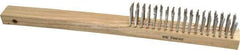 Weiler - 4 Rows x 18 Columns Curved Handle Stainless Steel Scratch Brush - 6" Brush Length, 14" OAL, 1" Trim Length, Wood Curved Handle - Exact Tool & Supply