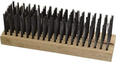 Weiler - 6 Rows x 19 Columns Steel Scratch Brush - 7" Brush Length, 7-1/4" OAL, 1-5/8" Trim Length, Wood Straight Handle - Exact Tool & Supply