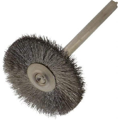Weiler - 1" OD, 1/8" Shank Diam, Crimped Stainless Steel Wheel Brush - 5/16" Trim Length, 0.003" Filament Diam, 37,000 RPM - Exact Tool & Supply