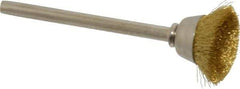 Weiler - 5/8" Diam, 1/8" Shank Crimped Wire Brass Cup Brush - 0.003" Filament Diam, 1/4" Trim Length, 37,000 Max RPM - Exact Tool & Supply
