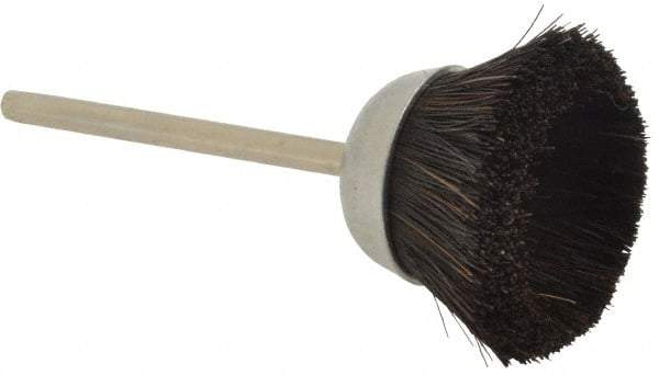 Weiler - 1" Diam, 1/8" Shank Straight Wire Hair Cup Brush - 0.003" Filament Diam, 7/16" Trim Length, 25,000 Max RPM - Exact Tool & Supply