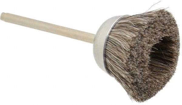 Weiler - 1" Diam, 1/8" Shank Straight Wire Hair Cup Brush - 0.003" Filament Diam, 7/16" Trim Length, 25,000 Max RPM - Exact Tool & Supply