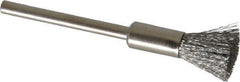 Weiler - 1/4" Brush Diam, Crimped, End Brush - 1/8" Diam Shank, 37,000 Max RPM - Exact Tool & Supply