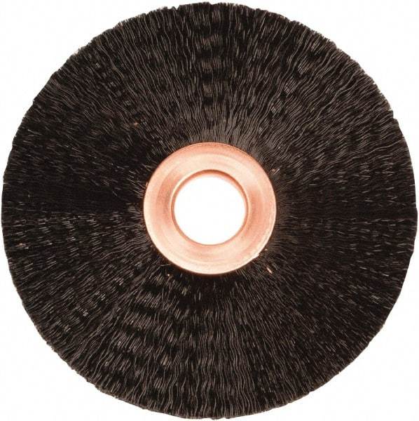 Weiler - 3" OD, 1/2" Arbor Hole, Nylon Wheel Brush - 3/8" Face Width, 1" Trim Length, 0.01" Filament Diam, 20,000 RPM - Exact Tool & Supply