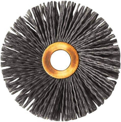 Weiler - 3" OD, 1/2" Arbor Hole, Nylon Wheel Brush - 1/2" Face Width, 1" Trim Length, 0.035" Filament Diam, 10,000 RPM - Exact Tool & Supply
