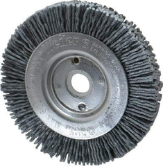 Weiler - 3" OD, 1/2" Arbor Hole, Crimped Nylon Wheel Brush - 3/8" Face Width, 1/2" Trim Length, 0.04" Filament Diam, 6,000 RPM - Exact Tool & Supply