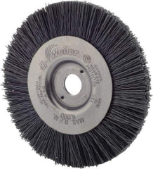 Weiler - 4" OD, 1/2" Arbor Hole, Nylon Wheel Brush - 1/2" Face Width, 7/8" Trim Length, 0.022" Filament Diam, 6,000 RPM - Exact Tool & Supply