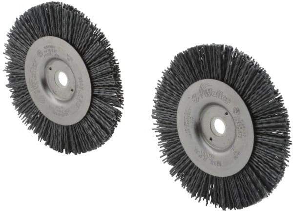 Weiler - 4" OD, 1/2" Arbor Hole, Nylon Wheel Brush - 1/2" Face Width, 7/8" Trim Length, 0.035" Filament Diam, 6,000 RPM - Exact Tool & Supply