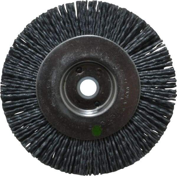 Weiler - 4" OD, 1/2" Arbor Hole, Crimped Nylon Wheel Brush - 1/2" Face Width, 7/8" Trim Length, 0.04" Filament Diam, 6,000 RPM - Exact Tool & Supply
