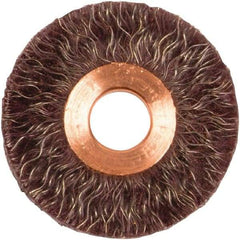 Weiler - 2" OD, 1/2" Arbor Hole, Crimped Steel Wheel Brush - 1/4" Face Width, 1/2" Trim Length, 0.014" Filament Diam, 20,000 RPM - Exact Tool & Supply