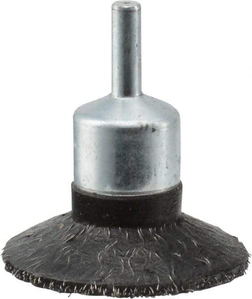 Weiler - 2" Brush Diam, Encapsulated, Crimped, Flared End Brush - 1/4" Diam Shank, 20,000 Max RPM - Exact Tool & Supply