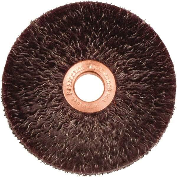 Weiler - 3" OD, 1/2" Arbor Hole, Crimped Steel Wheel Brush - 1/4" Face Width, 1" Trim Length, 0.0118" Filament Diam, 20,000 RPM - Exact Tool & Supply