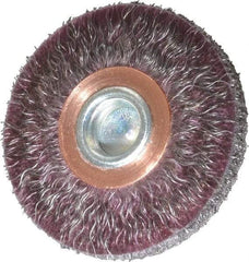 Weiler - 2" OD, 1/4" Shank Diam, Crimped Steel Wheel Brush - 1/4" Face Width, 1/2" Trim Length, 0.0118" Filament Diam, 20,000 RPM - Exact Tool & Supply