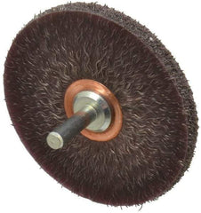 Weiler - 3" OD, 1/4" Shank Diam, Crimped Steel Wheel Brush - 1/4" Face Width, 1" Trim Length, 0.0118" Filament Diam, 20,000 RPM - Exact Tool & Supply