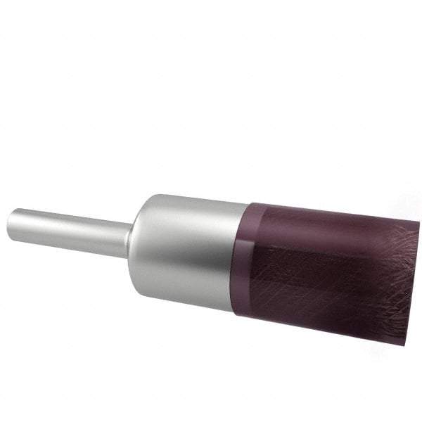 Weiler - 1/2" Brush Diam, Encapsulated, Crimped, End Brush - 1/4" Diam Shank, 18,000 Max RPM - Exact Tool & Supply
