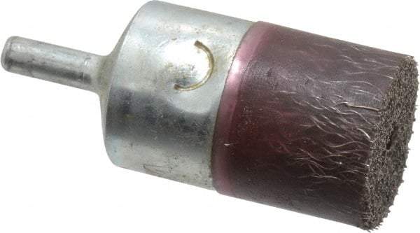 Weiler - 1" OD, 1/4" Shank Diam, Crimped Steel Wheel Brush - 7/8" Trim Length, 0.0104" Filament Diam, 14,000 RPM - Exact Tool & Supply