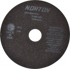 Norton - 7" 60 Grit Aluminum Oxide Cutoff Wheel - 1/16" Thick, 1-1/4" Arbor, 6,550 Max RPM, Use with Stationary Grinders - Exact Tool & Supply