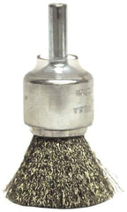 Weiler - 3/4" Brush Diam, Crimped, End Brush - 1/4" Diam Shank, 22,000 Max RPM - Exact Tool & Supply