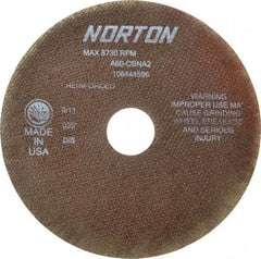 Norton - 7" 60 Grit Aluminum Oxide Cutoff Wheel - 0.035" Thick, 1-1/4" Arbor, 8,730 Max RPM, Use with Stationary Grinders - Exact Tool & Supply