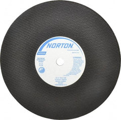 Norton - 10" 24 Grit Aluminum Oxide Cutoff Wheel - 1/8" Thick, 5/8" Arbor, 6,110 Max RPM, Use with Stationary Tools - Exact Tool & Supply