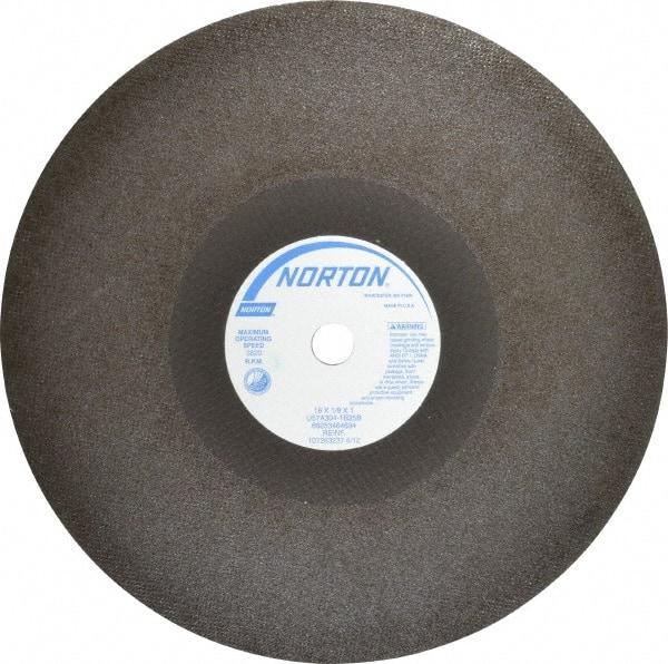 Norton - 16" 30 Grit Aluminum Oxide Cutoff Wheel - 1/8" Thick, 1" Arbor, 3,820 Max RPM, Use with Stationary Tools - Exact Tool & Supply