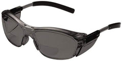3M - +2, Gray Lenses, Anti-Fog, Framed Magnifying Safety Glasses - UV Protection, Adjustable Temples, Gray Plastic Frame, ANSI Z87.1-2003 - Exact Tool & Supply