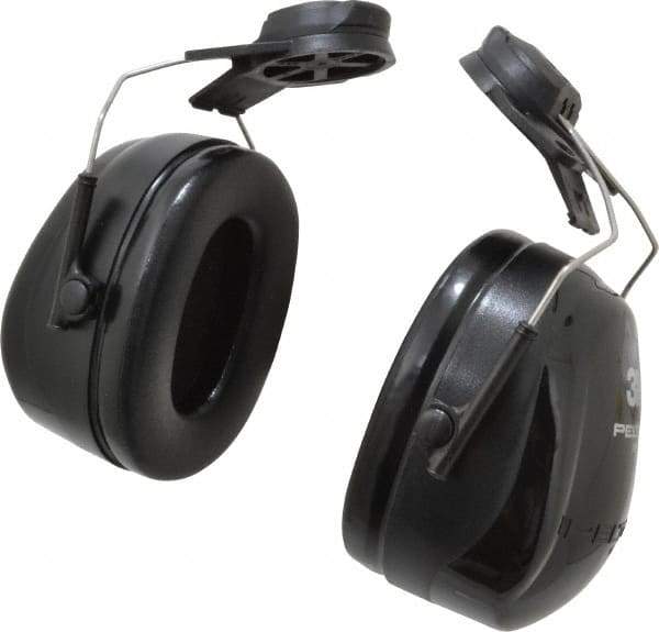 3M - Hard Hat Cap Mounted Black PVC Cushion Earmuffs - 25 NRR Rating - Exact Tool & Supply