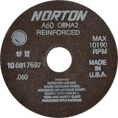 Norton - 6" 60 Grit Aluminum Oxide Cutoff Wheel - 0.06" Thick, 1-1/4" Arbor, 10,190 Max RPM, Use with Circular Saws - Exact Tool & Supply