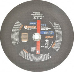 Norton - 10" 30 Grit Aluminum Oxide Cutoff Wheel - 3/32" Thick, 5/8" Arbor, 6,110 Max RPM, Use with Stationary Tools - Exact Tool & Supply