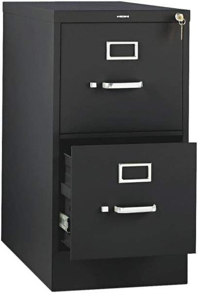 Hon - 26" Wide x 29" High x 26-1/2" Deep, 2 Drawer Vertical File with Lock - Steel, Black - Exact Tool & Supply