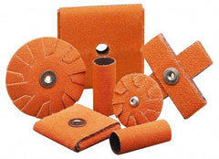 Merit Abrasives - 120 Grit, Fine Grade, Ceramic Square Pad - 2" Long x 2" Wide x 1/2" Thick, Cloth Backed, X Backing Weight, 6 Ply, 18,000 Max RPM - Exact Tool & Supply