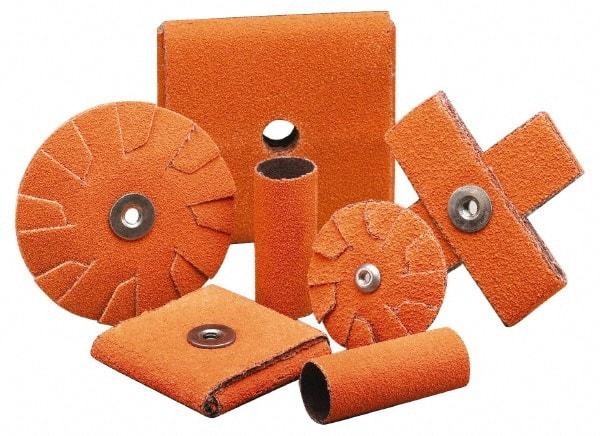 Merit Abrasives - 60 Grit, Medium Grade, Ceramic Square Pad - 2" Long x 2" Wide x 1/2" Thick, Cloth Backed, X Backing Weight, 6 Ply, 18,000 Max RPM - Exact Tool & Supply