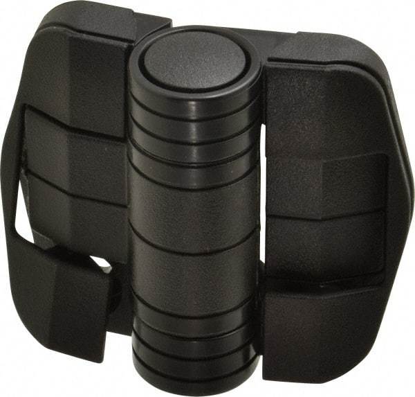 Value Collection - 2-1/4" Long x 2-1/16" Wide x 45/64" Thick, Door Positioning Hinge - Black Acetal with Chrome Steel Detent Ball, Black Finish - Exact Tool & Supply
