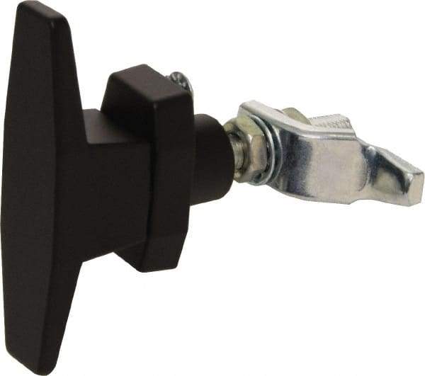 Made in USA - 3-1/16" Long x 3" Wide x 7/8" High, T-Handle Latch with O-Lock - Die Cast Zinc, with Black Powder Coat Finish - Exact Tool & Supply