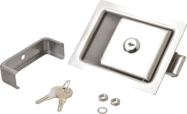 Made in USA - 5" Long x 4" Wide x 1-15/16" High, Paddle Latch - Stainless Steel, with Brushed Finish - Exact Tool & Supply