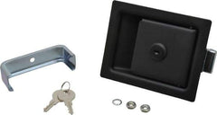 Made in USA - 5" Long x 4" Wide x 1-15/16" High, Paddle Latch - Steel, with Black Powder Coat Finish - Exact Tool & Supply
