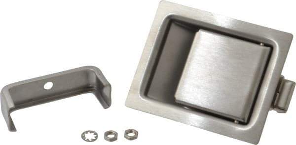 Made in USA - 3.31" Long x 2.68" Wide x 1.430" High, Paddle Latch - Stainless Steel, with Brushed Finish - Exact Tool & Supply