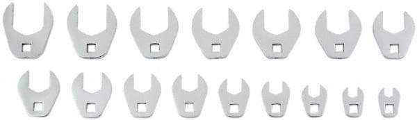 Proto - 16 Piece 3/8" Drive Open End Crowfoot Wrench Set - 9, 10, 11, 12, 13, 14, 15, 16, 17, 18, 19, 20, 21, 22, 23 & 24mm - Exact Tool & Supply