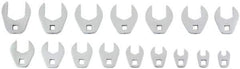 Proto - 16 Piece 3/8" Drive Open End Crowfoot Wrench Set - 9, 10, 11, 12, 13, 14, 15, 16, 17, 18, 19, 20, 21, 22, 23 & 24mm - Exact Tool & Supply