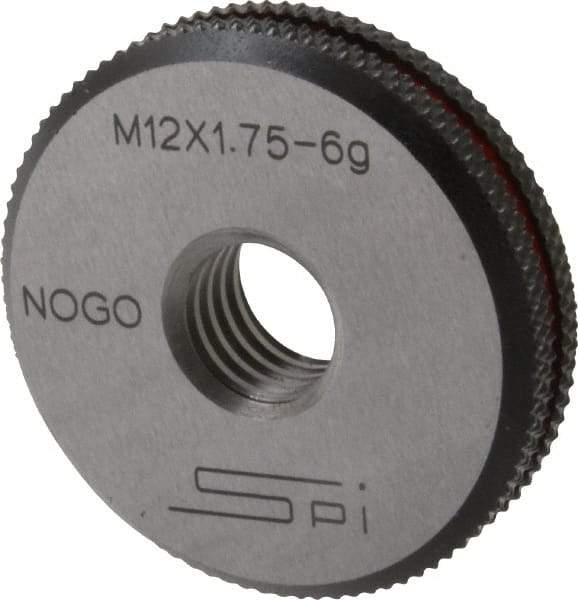 SPI - M12x1.75 No Go Single Ring Thread Gage - Class 6G, Oil Hardened Nonshrinking Steel (OHNS), NPL Traceability Certification Included - Exact Tool & Supply
