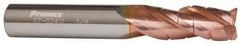 ProMax - 5/16" Diam, 3/4" LOC, 3 Flute Solid Carbide Roughing & Finishing Corner Radius End Mill - TiCN Finish, 2-1/2" OAL, 5/16" Shank Diam, Straight Shank, 35° Helix, Centercutting - Exact Tool & Supply