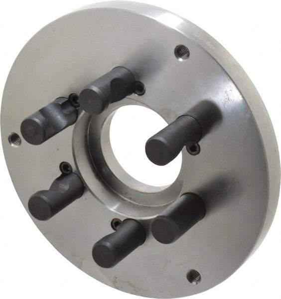 Buck Chuck Company - Adapter Back Plate for 8" Diam Self Centering Lathe Chucks - D1-5 Mount, 2.39" Through Hole Diam, 6.283mm ID, 7.87" OD, 0.794" Flange Height, Steel - Exact Tool & Supply