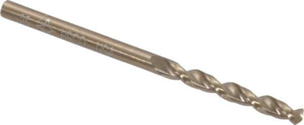 Cleveland - #35 135° Parabolic Flute Cobalt Screw Machine Drill Bit - Oxide/Gold Finish, Right Hand Cut, 7/8" Flute Length, 1-7/8" OAL, Split Point, Straight Shank - Exact Tool & Supply